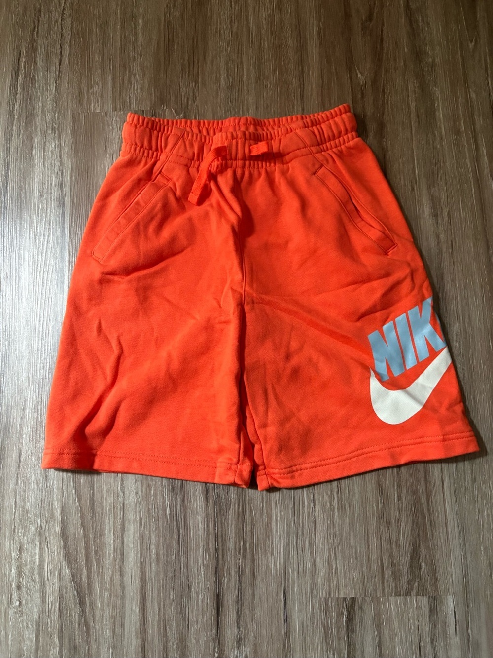 Nike Bright Orange Logo Kids Fleece Shorts
